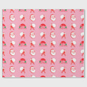 vintage santa claus pink christmas wrapping paper geschenkpapier (Flach)