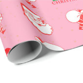 vintage santa claus pink christmas wrapping paper geschenkpapier (Rolleneckpunkt)