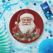 Vintage Santa Claus Red Christmas Pappteller (Party)