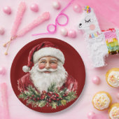 Vintage Santa Claus Red Christmas Pappteller (Party)