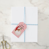 Vintage Santa Claus Red White Stripe Geschenketike Geschenkanhänger (Mit Garn)