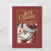 Vintage Santa Claus Retro Christmas Card Feiertagskarte (Vorderseite)