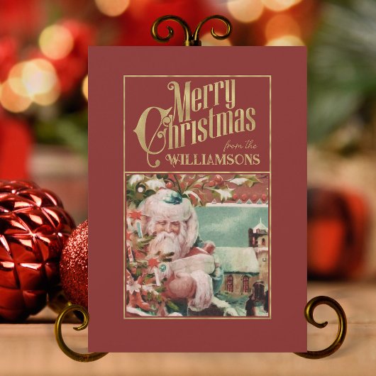 Vintage Santa Claus Retro Christmas Card Feiertagskarte