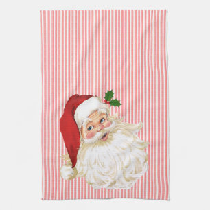 Vintage Santa Claus Rot-Weiß-Streifen Geschirrtuch