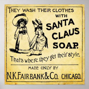 Vintage Santa Claus Seifenwerbung Druck Poster