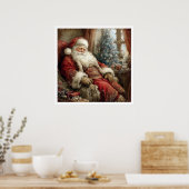 Vintage Santa Claus Sleeping Illustration Style Poster (Küche)
