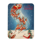 Vintage Santa Claus Sleigh and Reindeer Flying Magnet (Vertikal)