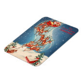 Vintage Santa Claus Sleigh and Reindeer Flying Magnet (Linke Seite)