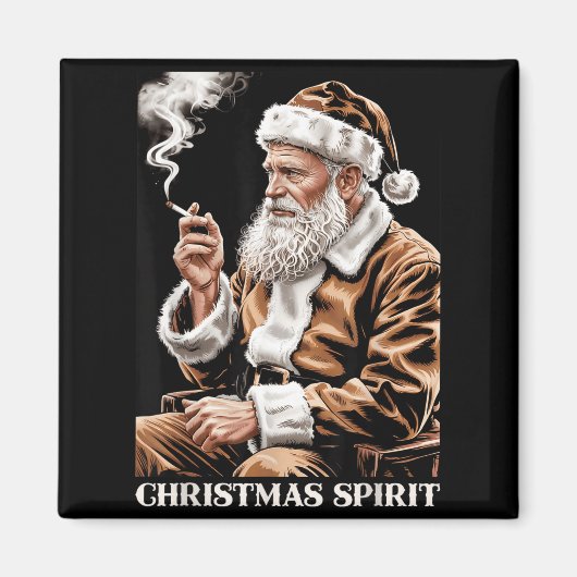 Vintage Santa Claus Smoking Cigarette Funny Christ Magnet (Vorne)