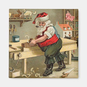 Vintage Santa Claus Weihnachtswerkstatt Magnet