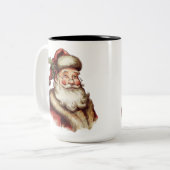 Vintage Santa Claus Zweifarbige Tasse (Vorderseite Links)
