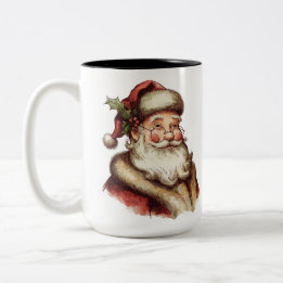 Vintage Santa Claus Zweifarbige Tasse