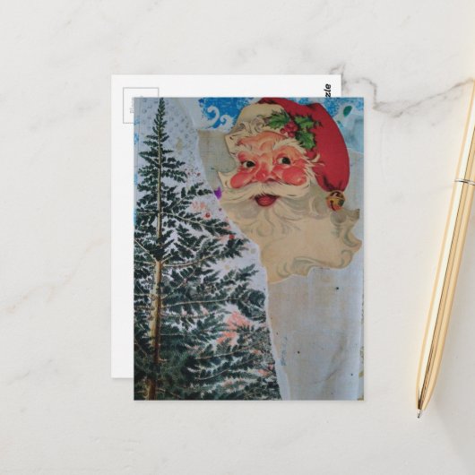 Vintage Santa Collage Postkarte (Vorderseite/Rückseite Beispiel)