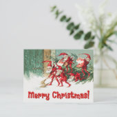 Vintage Santa Elves Feiertagspostkarte (Stehend Vorderseite)