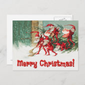 Vintage Santa Elves Feiertagspostkarte (Vorne/Hinten)