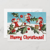 Vintage Santa Elves Feiertagspostkarte (Vorne/Hinten)