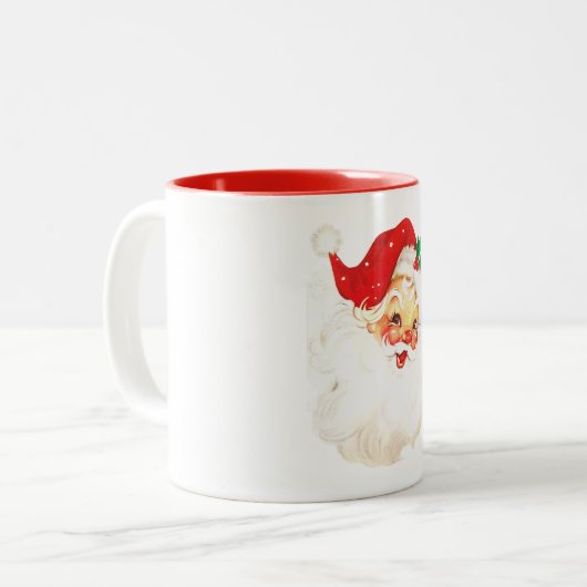 Vintage Santa Face Tasse (Vorderseite Links)