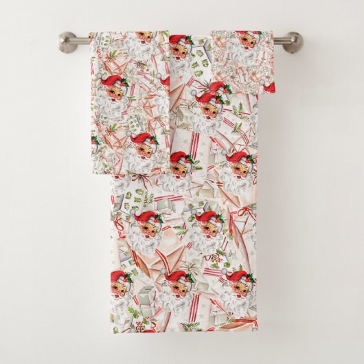 Vintage Santa Fleece Decke Badehandtuch Set (Insitu)