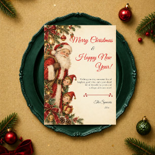 Vintage Santa Frohe Weihnachten Ein gutes neues Ja