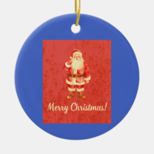 Vintage Santa Frohe Weihnachten Keramik Ornament