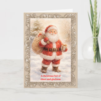 Vintage Santa Full of Cheer Classic Christmas Card Karte