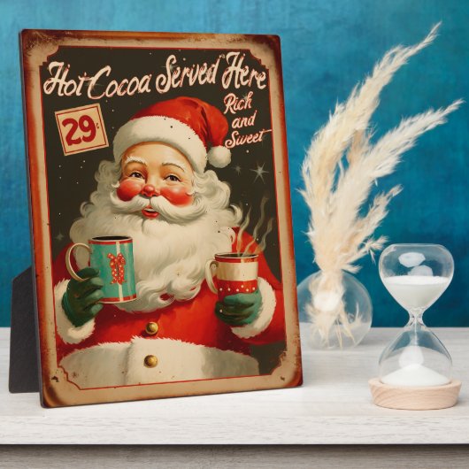 Vintage Santa Hot Cocoa-Werbung Fotoplatte (Seite)