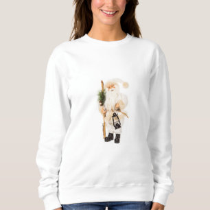 "VINTAGE SANTA IN WEISS" DAMEN-SWEATSHIRT SWEATSHIRT