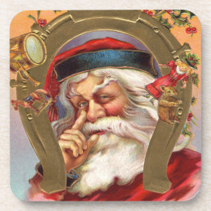 Vintage-Santa-Kennt-Set aus Kork-Unterlagen Untersetzer