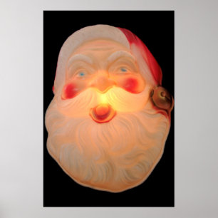 Vintage Santa-Kopf beleuchtet Poster