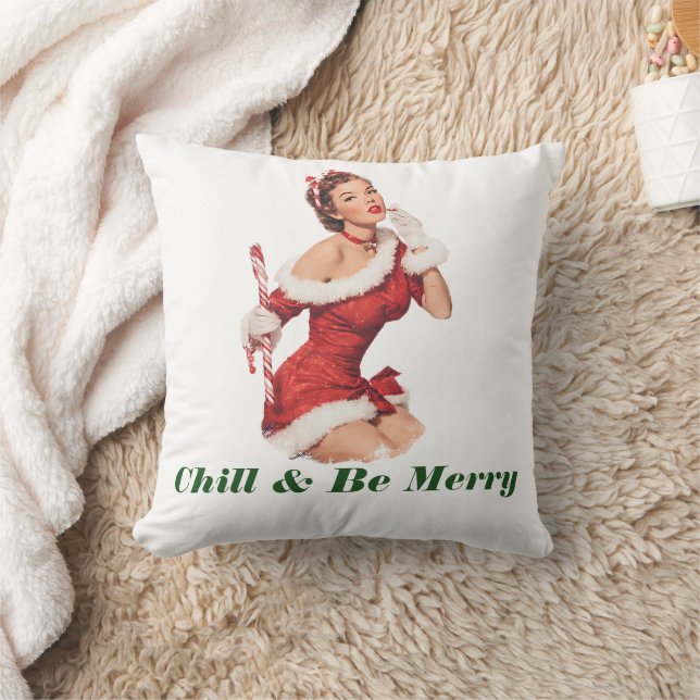 Vintage Santa Lady with Candy Cane Kissen (Decke)