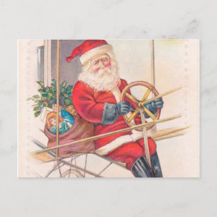 Vintage Santa Luftschiff Fantasie Feiertagspostkarte