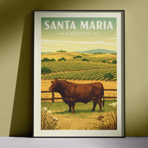 Vintage Santa Maria Kalifornien Poster