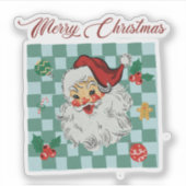 Vintage Santa Merry Christmas Design Aufkleber (Vorderseite)