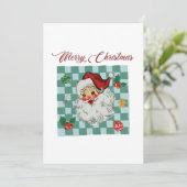 Vintage Santa Merry Christmas Design Einladung (Stehend Vorderseite)