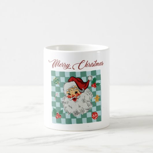 Vintage Santa Merry Christmas Design Kaffeetasse (Mittel)
