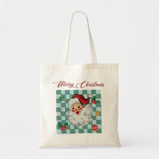 Vintage Santa Merry Christmas Design Tragetasche (Vorne)