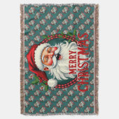 Vintage Santa Merry Christmas Illustration Patten Decke (Vorderseite Vertikal)