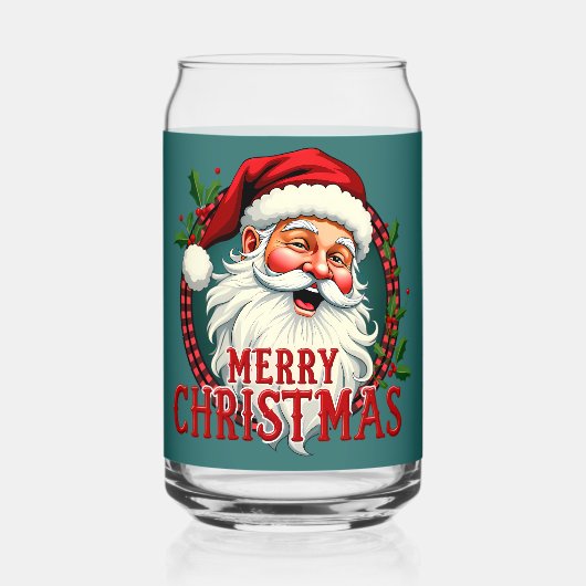 Vintage Santa Merry Christmas Illustration Patten Dosenglas (Vorderseite)
