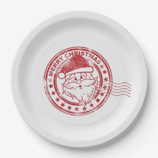 Vintage Santa Merry Christmas Paper Plate Pappteller (Vorderseite)