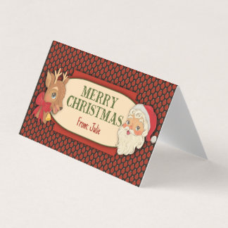 Vintage Santa Merry Christmas Treat Bag Topper Visitenkarten