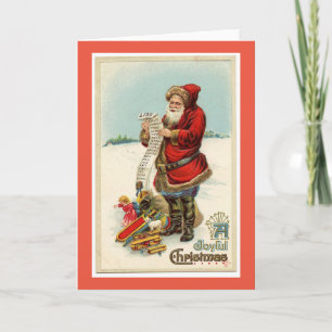 VINTAGE SANTA MIT BAG OF TOYS Grußkarte Karte