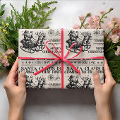 Vintage Santa Newspaper Family Party Christmas Geschenkpapier