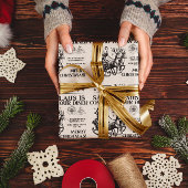 Vintage Santa Newspaper Family Party Christmas Geschenkpapier