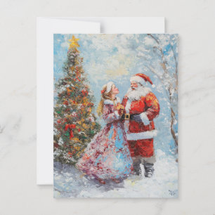 Vintage Santa Oil Malerei Postkarte