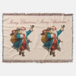 Vintage Santa Personalized Christmas Design Decke