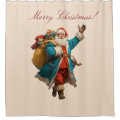 Vintage Santa Personalized Christmas Design Duschvorhang (Vorderseite)