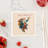 Vintage Santa Personalized Christmas Design Serviette (Beispiel)