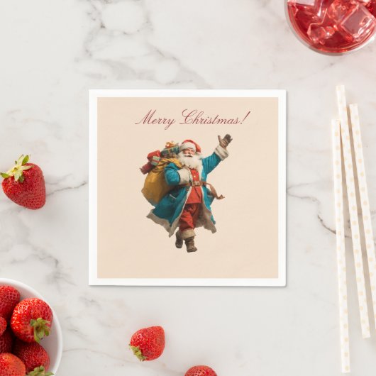 Vintage Santa Personalized Christmas Design Serviette (Beispiel)