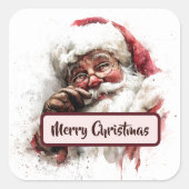 Vintage Santa Photo & Merry Christmas Sticker (Vorderseite)