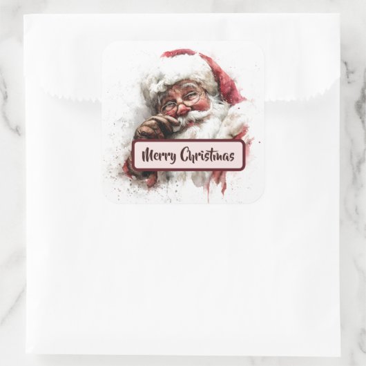 Vintage Santa Photo & Merry Christmas Sticker (Tasche)